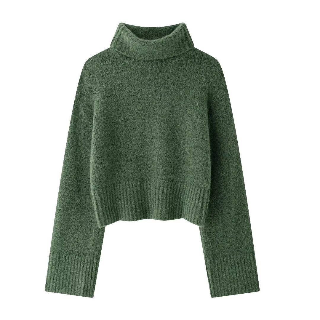 GRÜNER PULLOVER MIT KRAGEN