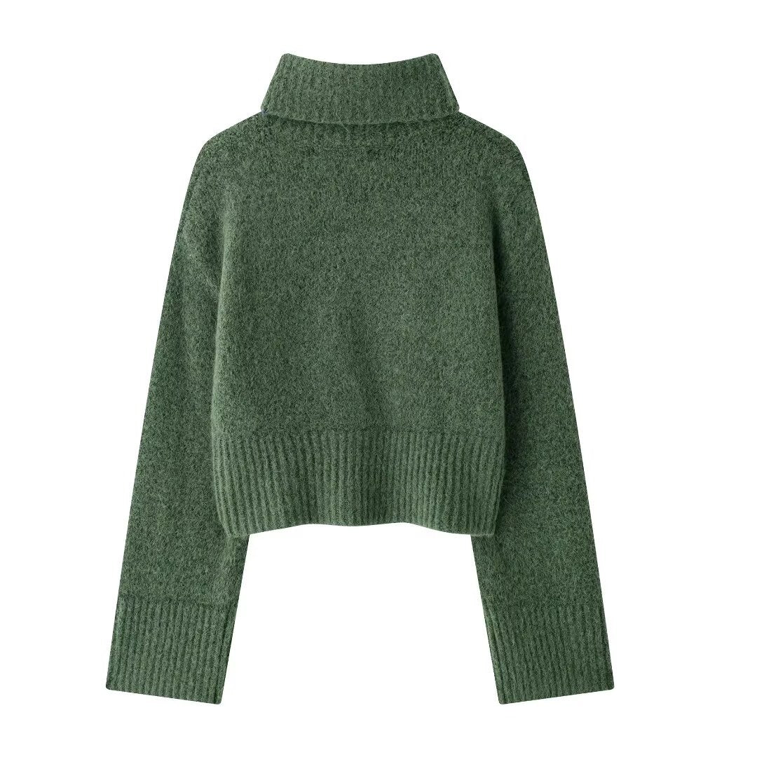 GRÜNER PULLOVER MIT KRAGEN